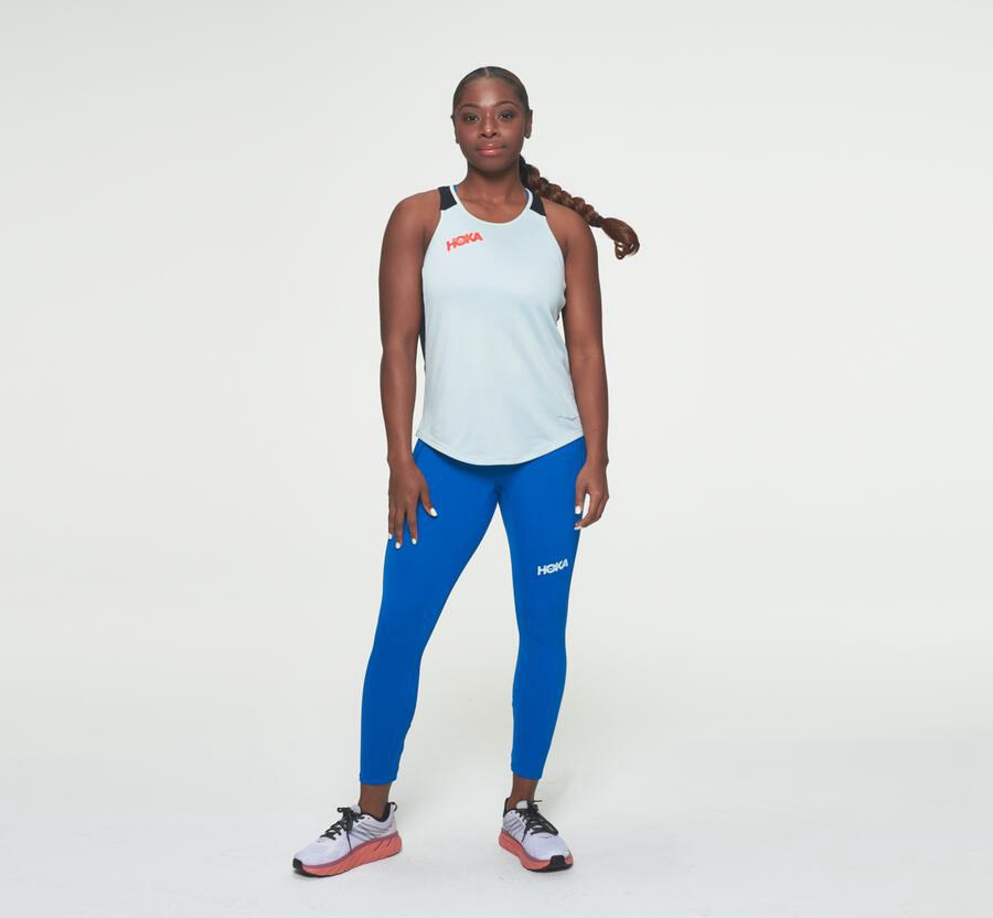 Top Hoka One One Mujer Azules/Negros - Performance Tank - QPHY72680